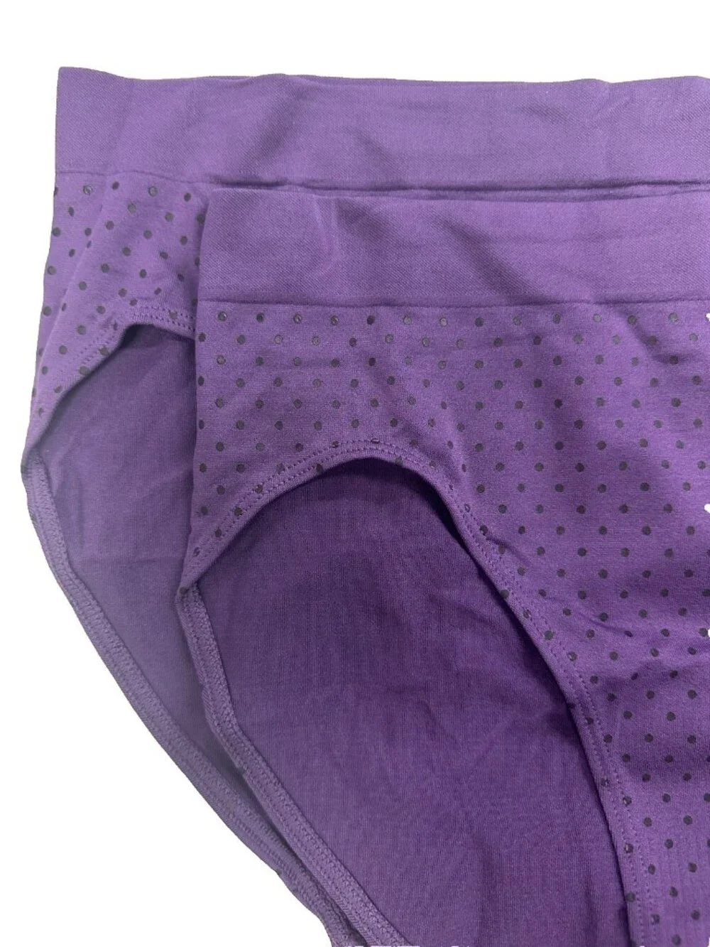 Bali Womens 2-Pack U Hi-Cut Brief Size L/7 Vista Black Dot Purple Soft Panties